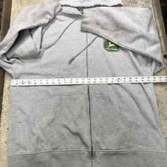 John Deere Mens Gray Full Zip Hoodie Sweatshirt XL Tractor Graphic Stained Read