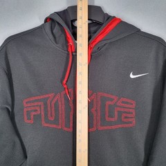 Nike Force Hoodie Men’s L Black Red Full Zip Long Sleeve 100% Polyester Athletic