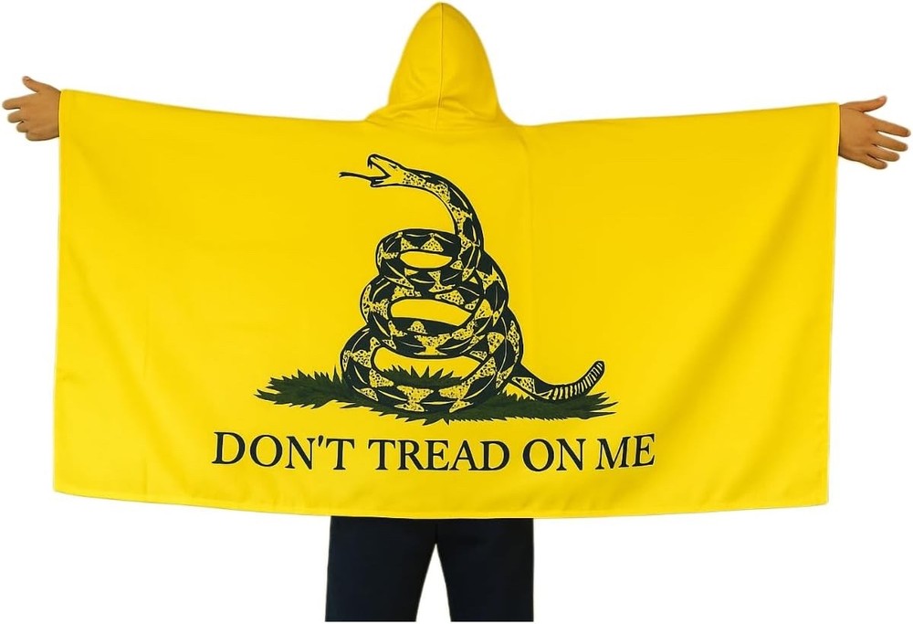 Gadsden Flag Hooded Wearable Cape 3X5 Don’t Tread on Me Yellow Patriotic Liberty