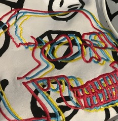 Create 2MRW NWT Size L White Graffiti Embroidered Hoodie Sweatshirt Retail $70