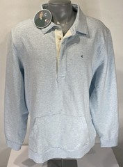 CRIQUET Mens XXL Rugby Style Collared Sweatshirt NWT Ice Blue Heather New