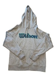 Wilson Heavyweight Embroidered Spellout Logo Hoodie Men’s M Gray Pullover
