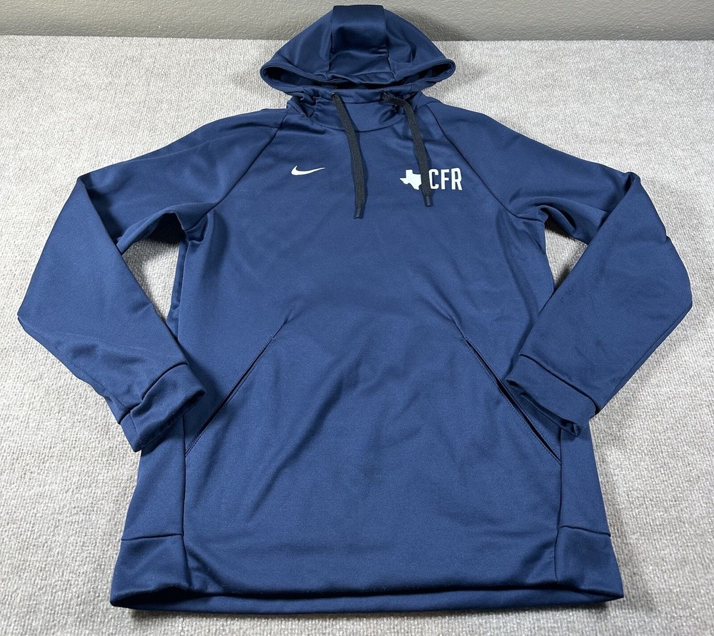 Nike Mens Hoodie Pullover Medium Navy Blue White Black Gym Workout Texas