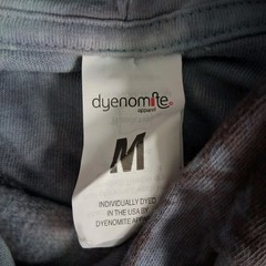 Dyenomite Gray/Blue Handcrafted Tie-Dye Hoodie Sweatshirt with Unique Graphic M