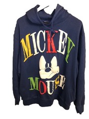 Disney Mickey Mouse Blue Hoodie Men’s XL Puzzled Face Block Letter Pullover