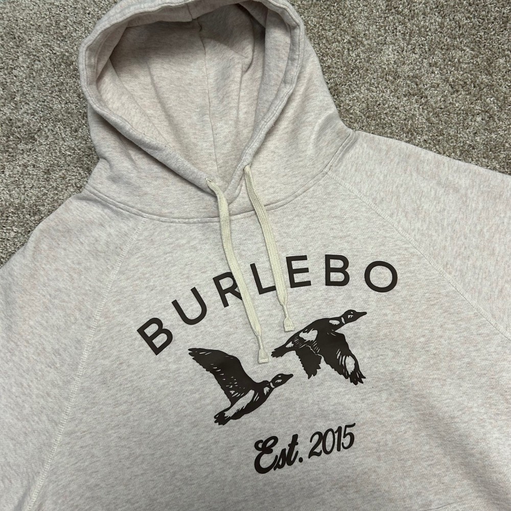 BURLEBO Fleece Hoodie Sweatshirt Mallard Ducks Men Size XL Midweight Beige