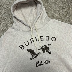BURLEBO Fleece Hoodie Sweatshirt Mallard Ducks Men Size XL Midweight Beige