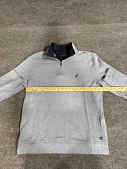 Nautica Sweatshirt Mens XL Gray Solid 1/4 Zip Fleece Mock Neck Pullover Logo