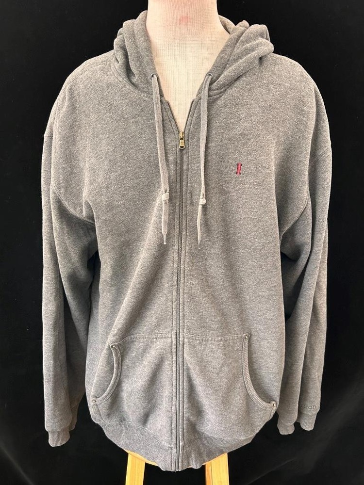 Izod hoodie size 2XL long sleeve mens gray full zip front pocket