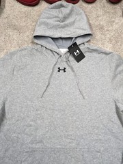 $55 Under Armour Hoodie Mens Small Gray Loose Hustle Fleece Center Logo NWT