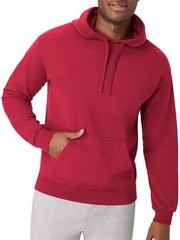 Men’s No Closure Hoodie Long Sleeve Hooded Neck Crimson Fall Daily Wear Cotton