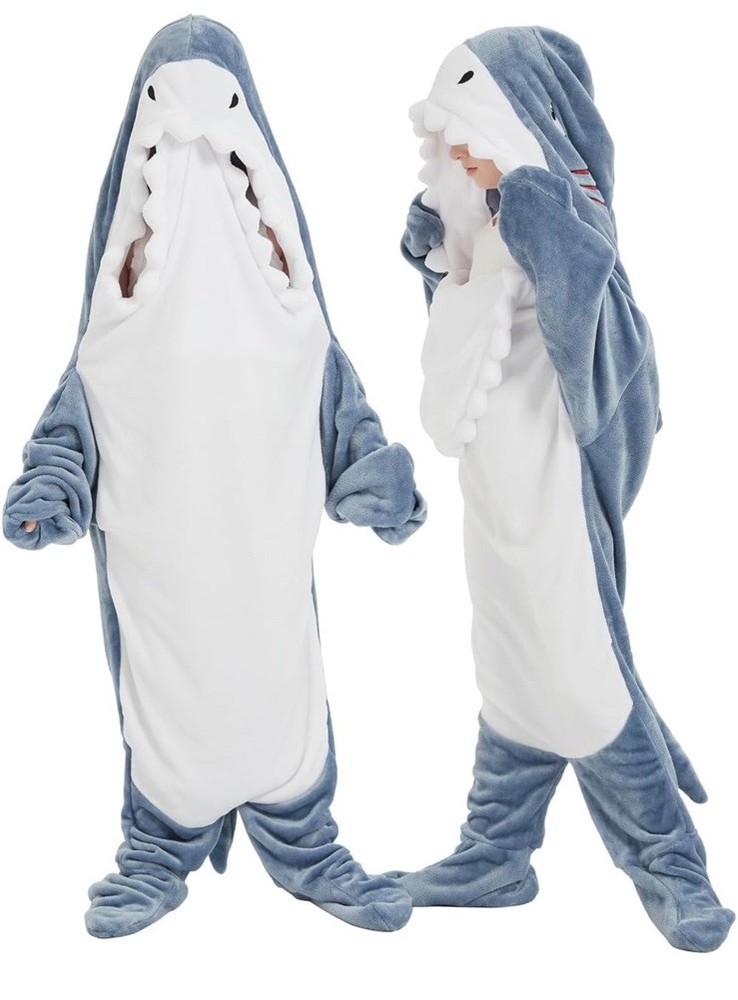 Shark One Piece Unisex Adult Hoodie / Pajamas – One Size New 🦈