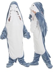 Shark One Piece Unisex Adult Hoodie / Pajamas – One Size New 🦈