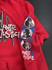 Poetic Justice Hoodie Mens Medium Red Sweatshirt 2pac Tupac Graphic Print
