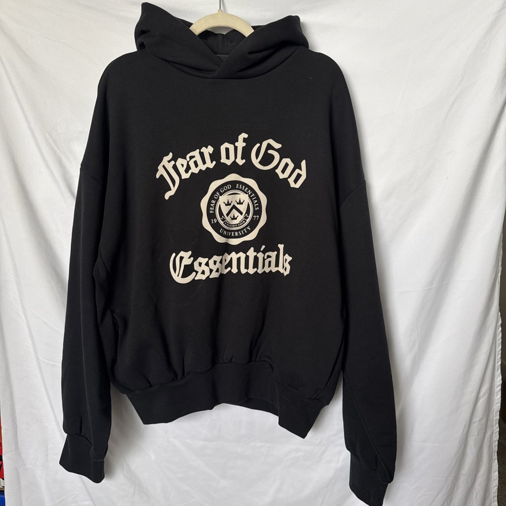 Fear of God Essentials Heavy Fleece Hoodie “Jet Black” Large