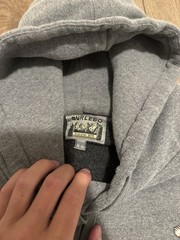 Burlebo Duck Camo Logo Hoodie Gray Pullover Fleece Men’s Large Hunting Excellent
