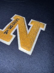 US Naval Academy NAVY Crewneck Sweatshirt USNA Varsity Letter Patch ~ XL