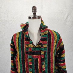 Baja Sweater Hoodie Sweatshirt Men’s Pullover Stripe Mexico Hippie Large EUC