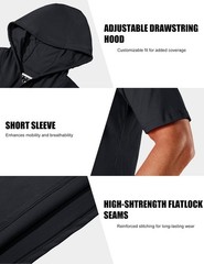 Mens Short Sleeve Hoodie Cotton Casual T-Shirts Sport Hooded Sweatshirt Pullover
