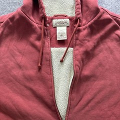 L.L. Bean Katahdin Iron Works Hoodie Mens LT Red Sherpa Lined Full Zip Fleece