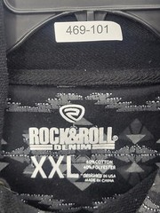 Rock and Roll Denim Hoodie Mens XXS Black Gray Aztec Tribal Sweatshirt Pocket