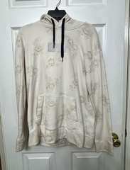Hollister Beige Floral Pullover Hoodie Men’s M Fleece Cotton Blend Pockets