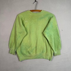 VTG 60s Sweatshirt M Green Blank Cotton Paint Marbled Fade Distressed Collegiate