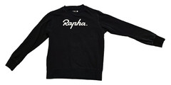 Rapha. Logo Sweatshirt Black Crewneck 100% Cotton Size Large Pullover ~Cycling