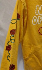 Lil TJay Rapper Yellow Hoodie “NONE OF YOUR LOVE” men’s Med Roses On Arms