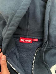 Supreme Navy Big S Embroidered Zip Up Hoodie Size Large