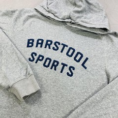 Barstool Sports Hoodie Mens XL Gray Pullover 100% Cotton Kangaroo Pocket Logo