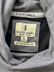 Mens, James Scott Long Sleeve Black/grey Hooded Shirt Size L