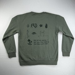 Yes Theory Seek Discomfort Pull Over Olive Green Mens Size Small Crew neck