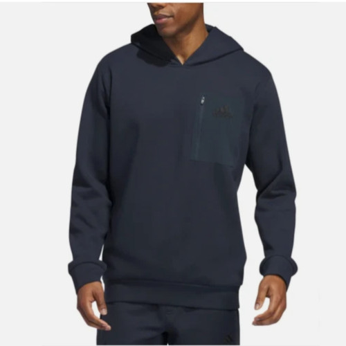 NEW Adidas Men’s S Blue Hooded Sweatshirt With Zip Pocket 100% Polyester