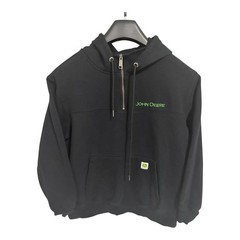 John Deere Men’s Quarter Zip Hoodie Heavyweight Pullover Black Size Large