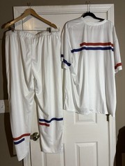 Source Unknown White Two-Piece Track Set with Red & Blue Stripes