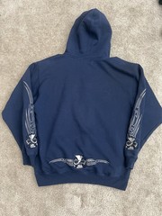 Vintage Sapphire Lounge Skull & Cross Tribal Embroidered Hoodie XL