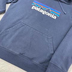 Patagonia P-6 Hoody Big Logo Uprisal Blue Hood Sweatshirt Sustainable Eco Small