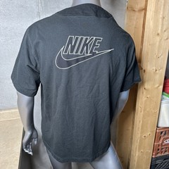 Vtg Nike Full Zip Short Sleeve Sweatshirt Men’s L Large Charcoal Baseball Gym
