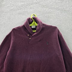 Polo Ralph Lauren Men Sweatshirt L Red Long Sleeve Shawl Collar Logo Pony