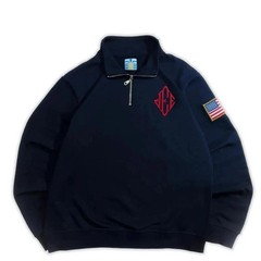 Retro Quarterzip Pullover Hoodie JEE Embroidery Pattern Sweatshirt USA