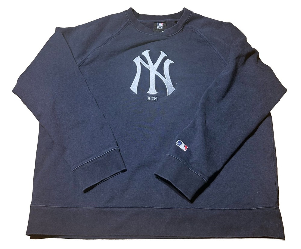 Kith x New York Yankees MLB Crewneck Sweatshirt Men XXL Navy w/ Gray Logo FW20