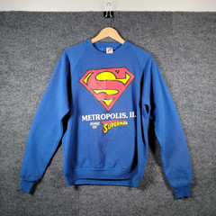 Vintage 90s Superman Sweatshirt Mens Large Blue DC Comics Metropolis USA Made