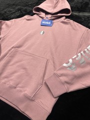 Hugo Boss Men’s Niftyhood Logo Cotton French Terry Pullover Hoodie-Dark Pink/2XL