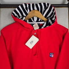 VTG NAUTICA TEAM USA New 1/4 Button Hoodie Mens Sz Large Red Sweatshirt Hooded