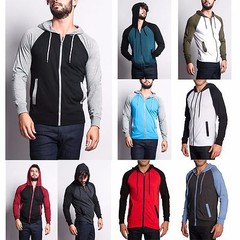 Victorious Men’s Raglan Light Weight Zip Down Hoodie Fitness Sweater-TH864-A4G