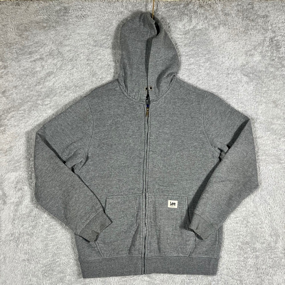 Lee Premium Select Mens Small Gray Thermal Waffle Lined Full Zip Hoodie Jacket