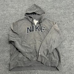 Nike Hoodie Mens Size XXL Gray Spellout Pullover Cotton Blend Distressed Street