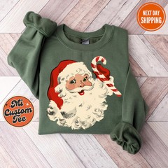 Retro Santa Sweatshirt Vintage Christmas Holiday Apparel Top