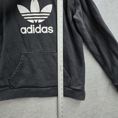 Adidas Men Hoodie M Black Trefoil Activewear Logo Drawstring Long Sleeve